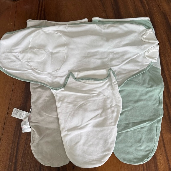 NEW Baby Swaddle Wraps 100% cotton Set of Three in Green, Gray, and White 0-3M - Picture 3 of 4